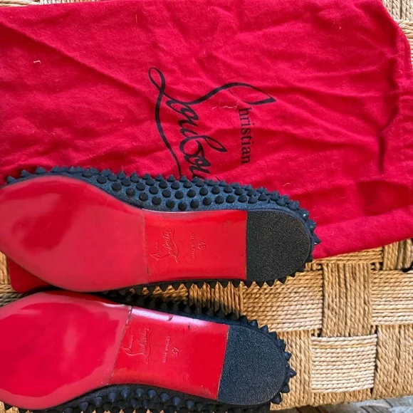 Christian Louboutin Charcoal Gray Spiked Flats - Picture 3 of 3
